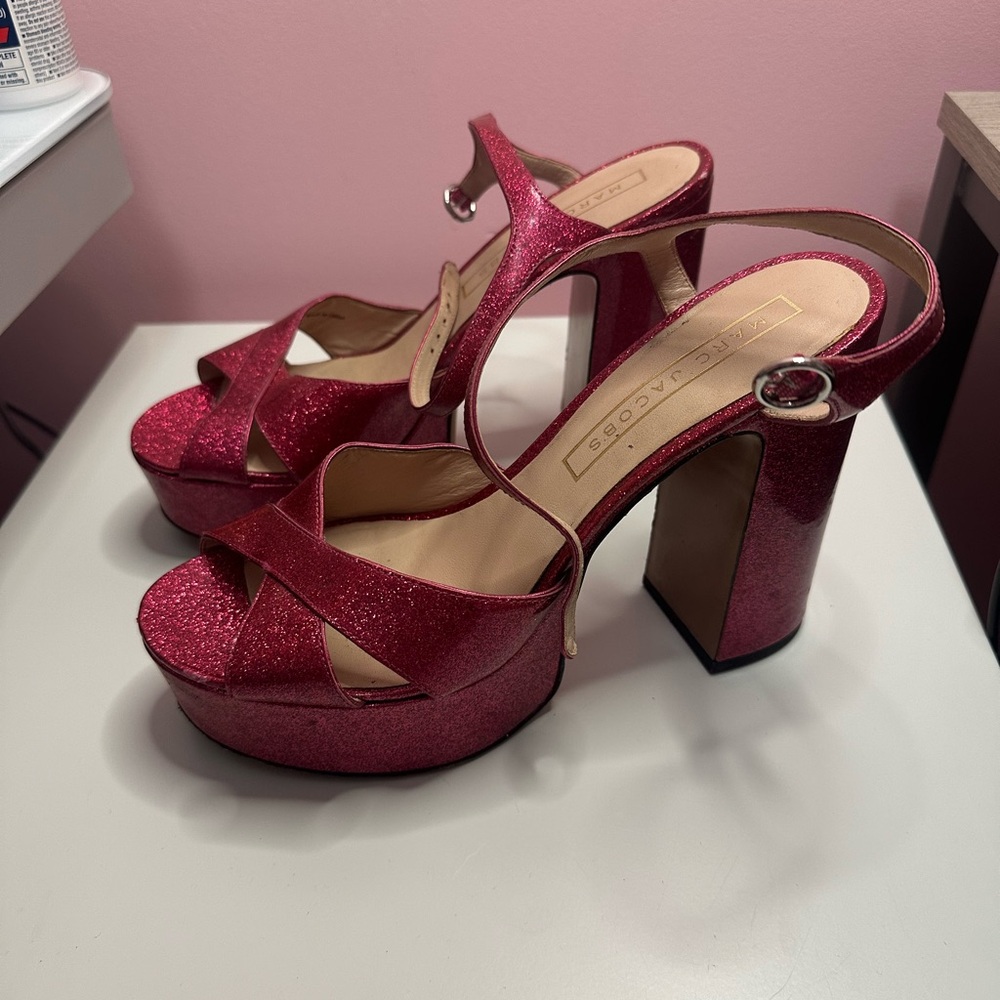 Marc Jacobs Fuchsia Glitter Platform Heels